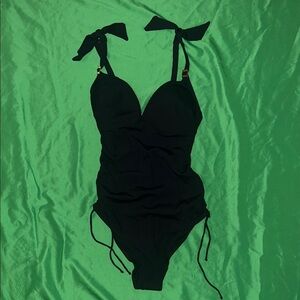 NWOT Cache Coeur Black One-Piece Swimsuit with Bow Straps size XS